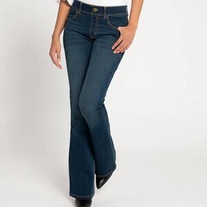 Betabrand Signature denim mid-rise bootcut jeans Small Long vintage dark wash